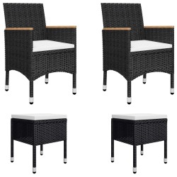 vidaXL Juego de comedor de jardín de 5 piezas negro