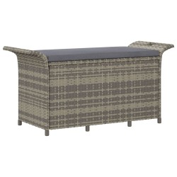 vidaXL Banco de jardín con cojín ratán sintético gris 116x46x57 cm