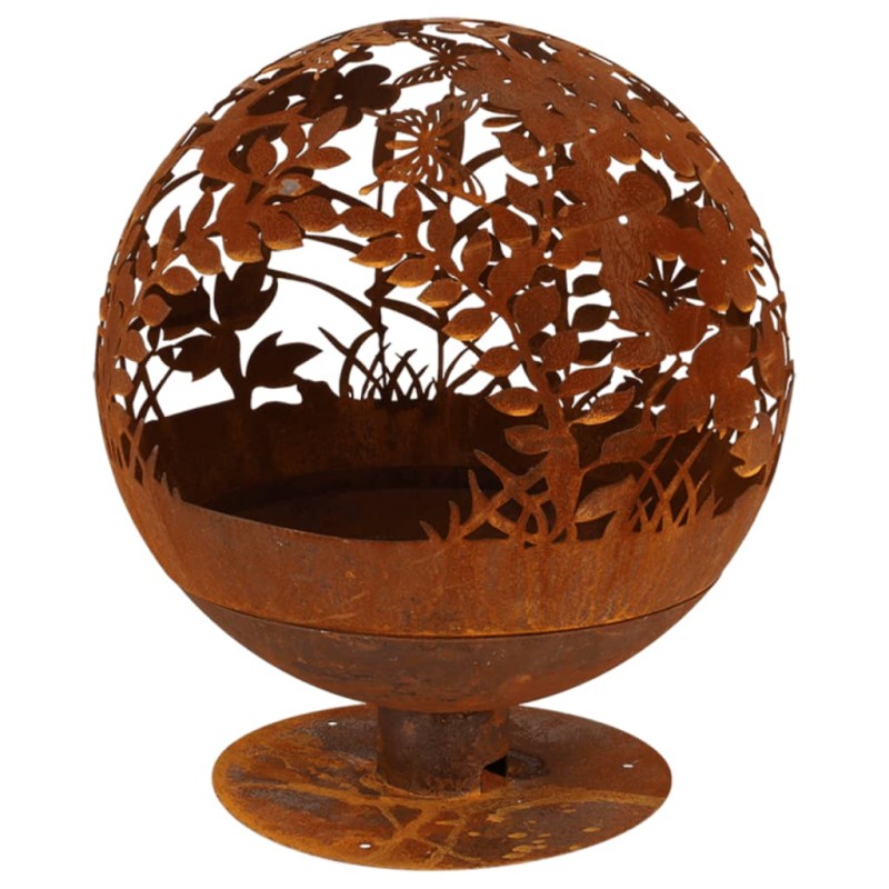 Esschert Design Brasero con flores cortadas a láser oxidado FF294 Esschert Design Brasero con flores cortadas a láser oxidado FF294