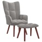 vidaXL Sillón de relax con taburete de terciopelo gris claro vidaXL Sillón de relax con taburete de terciopelo gris claro