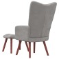 vidaXL Sillón de relax con taburete de terciopelo gris claro vidaXL Sillón de relax con taburete de terciopelo gris claro