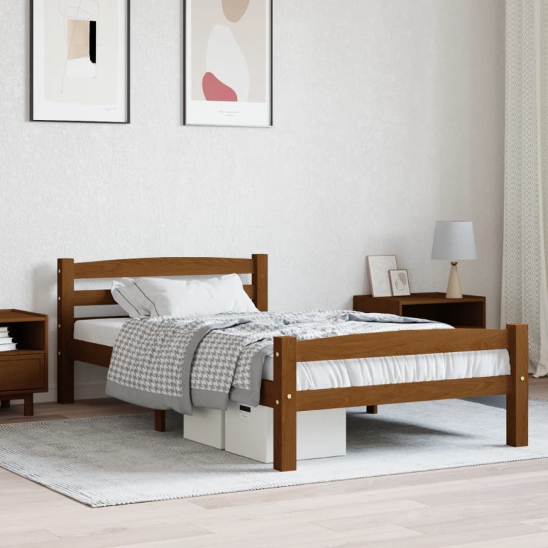vidaXL Estructura de cama madera maciza pino marrón miel 100x200 cm vidaXL Estructura de cama madera maciza pino marrón miel 100x200 cm