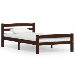 vidaXL Estructura de cama madera maciza pino marrón oscuro 100x200 cm
