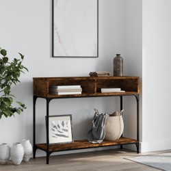 vidaXL Mesa consola madera de ingeniería roble ahumado 100x30,5x75 cm