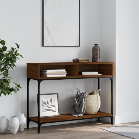 vidaXL Mesa consola madera de ingeniería marrón roble 100x30,5x75 cm