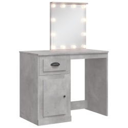 vidaXL Tocador con luces LED gris hormigón 90x42x132,5 cm