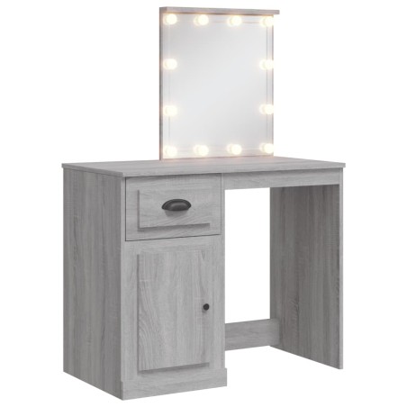 vidaXL Tocador con luces LED gris Sonoma 90x42x132,5 cm