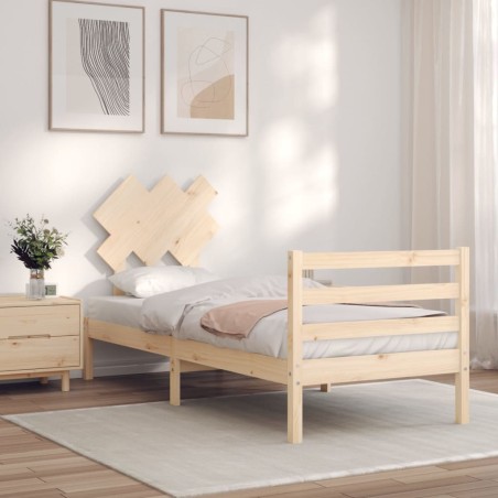 vidaXL Estructura de cama individual con cabecero madera maciza