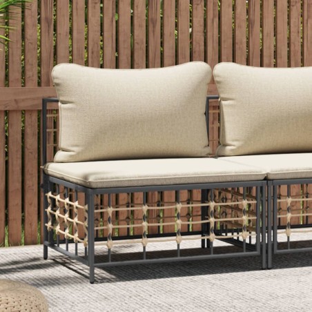 vidaXL Sofá central de jardín con cojines ratán sintético beige