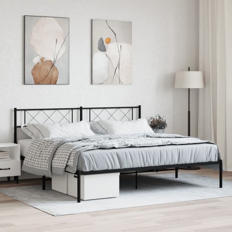 vidaXL Estructura de cama con cabecero metal negro 183x213 cm