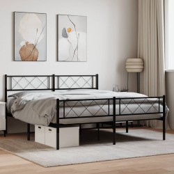vidaXL Estructura de cama cabecero y pie de cama metal negro 135x190cm