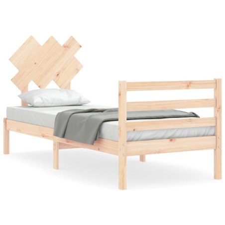 vidaXL Estructura de cama individual con cabecero madera maciza