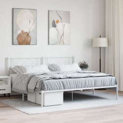 vidaXL Estructura de cama de metal con cabecero blanco 180x200 cm