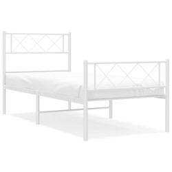 vidaXL Estructura cama metal con cabecero y pie cama blanca 100x200 cm