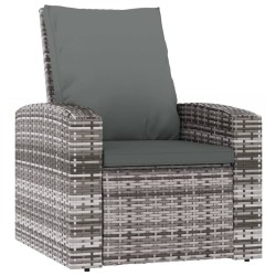 vidaXL Sillón reclinable de jardín con cojines ratán sintético gris