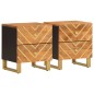 vidaXL Mesitas de noche 2 uds madera maciza de mango marrón y negro vidaXL Mesitas de noche 2 uds madera maciza de mango marrón y negro