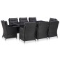 idaXL Juego de comedor de jardín 9 piezas ratán sintético negro idaXL Juego de comedor de jardín 9 piezas ratán sintético negro