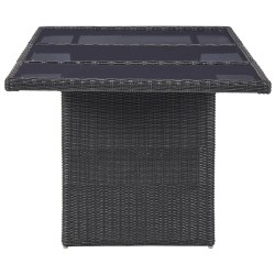 idaXL Juego de comedor de jardín 9 piezas ratán sintético negro