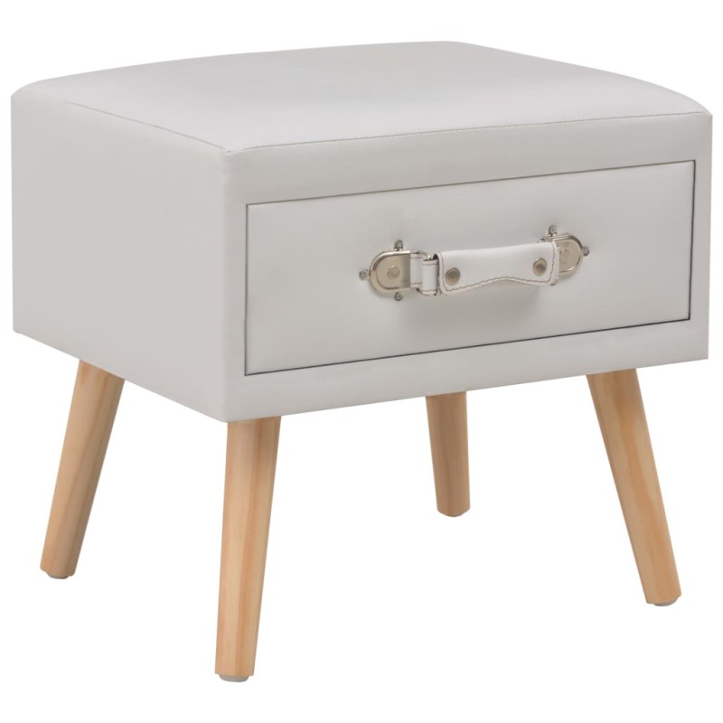 vidaXL Mesita de noche blanco 40x35x40 cm cuero sintético vidaXL Mesita de noche blanco 40x35x40 cm cuero sintético
