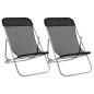 vidaXL Silla de playa plegable 2 uds acero recubierto textilene negro vidaXL Silla de playa plegable 2 uds acero recubierto textilene negro