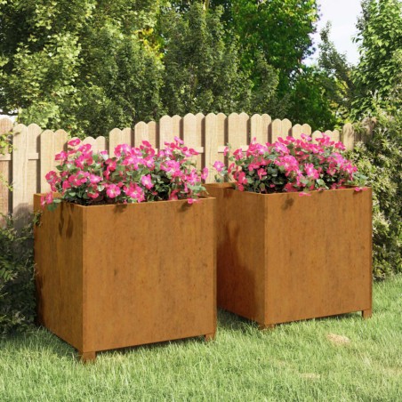 vidaXL Jardineras con patas 2 udss acero corten oxidado 49x47x50 cm