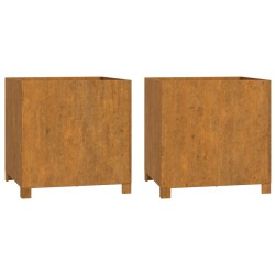 vidaXL Jardineras con patas 2 udss acero corten oxidado 49x47x50 cm