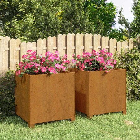 vidaXL Jardineras con patas 2 uds acero corten oxidado 42x40x43 cm