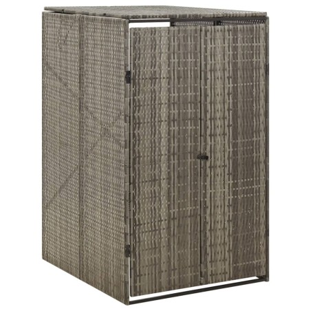 vidaXL Cobertizo para contenedor de basura ratán PE gris 70x80x117 cm