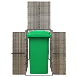 vidaXL Cobertizo para contenedor de basura ratán PE gris 70x80x117 cm