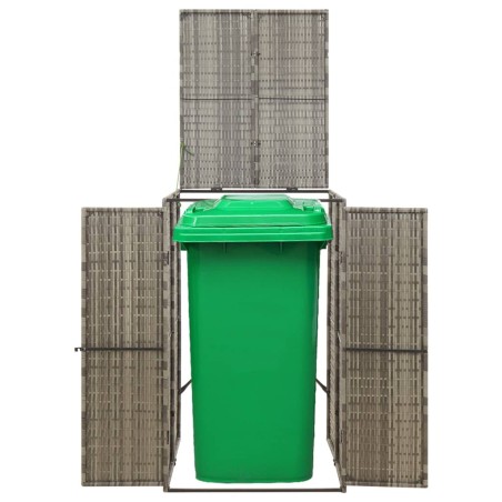vidaXL Cobertizo para contenedor de basura ratán PE gris 70x80x117 cm