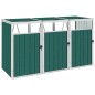vidaXL Cobertizo triple contenedor de basura acero verde 213x81x121 cm vidaXL Cobertizo triple contenedor de basura acero verde 213x81x121 cm
