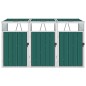 vidaXL Cobertizo triple contenedor de basura acero verde 213x81x121 cm vidaXL Cobertizo triple contenedor de basura acero verde 213x81x121 cm