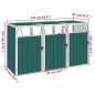 vidaXL Cobertizo triple contenedor de basura acero verde 213x81x121 cm vidaXL Cobertizo triple contenedor de basura acero verde 213x81x121 cm