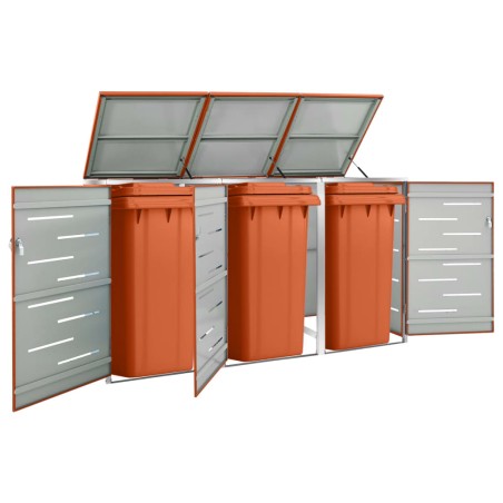 vidaXL Cobertizo para tres contenedores basura acero 207x77,5x112,5 cm