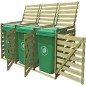 vidaXL Cobertizo triple de contenedor de basura madera impregnada 240L vidaXL Cobertizo triple de contenedor de basura madera impregnada 240L