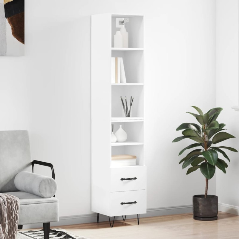 vidaXL Aparador alto madera contrachapada blanco 34,5x34x180 cm vidaXL Aparador alto madera contrachapada blanco 34,5x34x180 cm