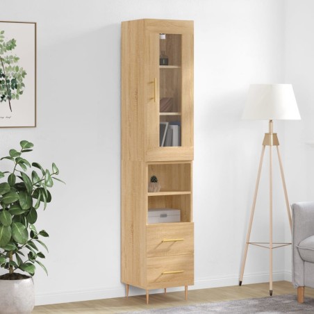 vidaXL Aparador de madera contrachapada roble Sonoma 34,5x34x180 cm