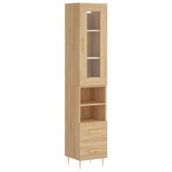 vidaXL Aparador de madera contrachapada roble Sonoma 34,5x34x180 cm