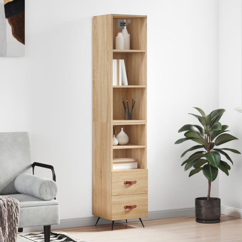 vidaXL Aparador de madera contrachapada roble Sonoma 34,5x34x180 cm vidaXL Aparador de madera contrachapada roble Sonoma 34,5x34x180 cm