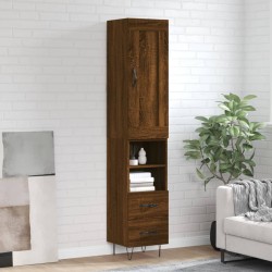 vidaXL Aparador alto madera contrachapada roble marrón 34,5x34x180 cm