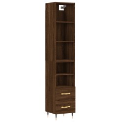 vidaXL Aparador alto madera contrachapada roble marrón 34,5x34x180 cm