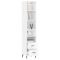 vidaXL Aparador alto madera contrachapada blanco brillo 34,5x34x180 cm