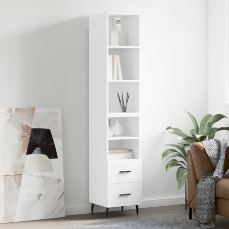 vidaXL Aparador alto madera contrachapada blanco 34,5x34x180 cm