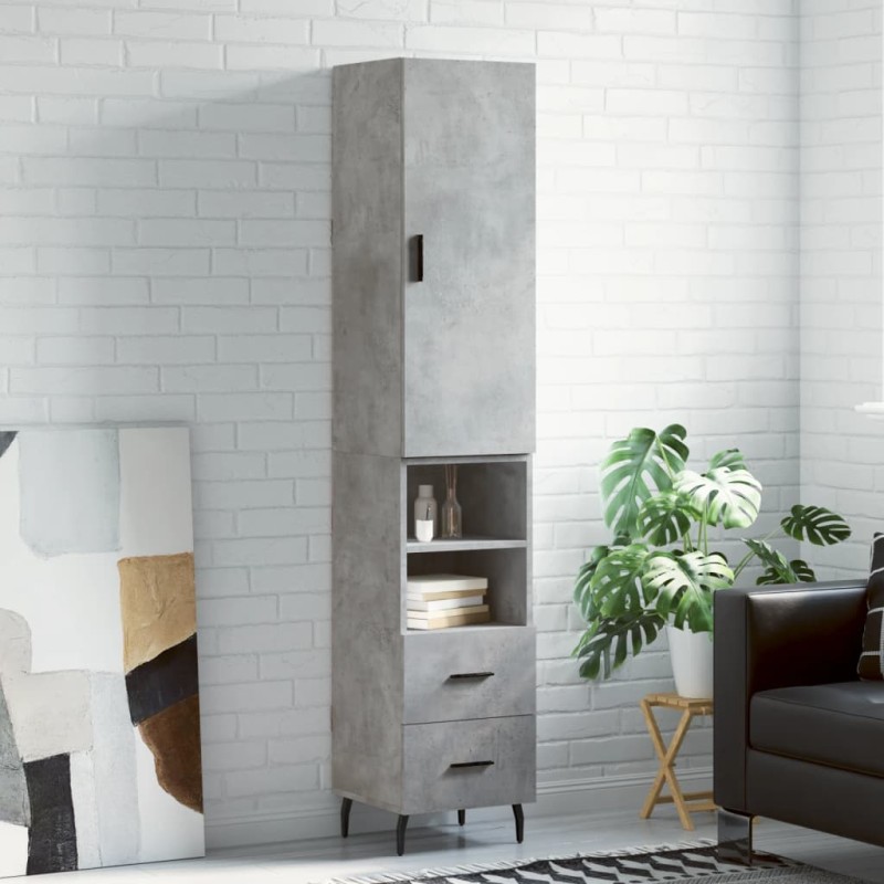 vidaXL Aparador de madera contrachapada gris hormigón 34,5x34x180 cm vidaXL Aparador de madera contrachapada gris hormigón 34,5x34x180 cm
