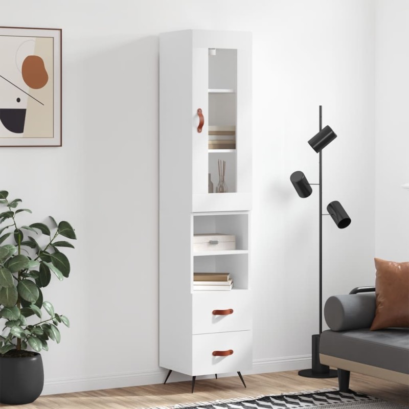 vidaXL Aparador alto madera contrachapada blanco 34,5x34x180 cm vidaXL Aparador alto madera contrachapada blanco 34,5x34x180 cm