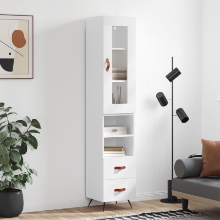vidaXL Aparador alto madera contrachapada blanco 34,5x34x180 cm