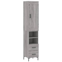 vidaXL Aparador alto madera contrachapada gris Sonoma 34,5x34x180 cm