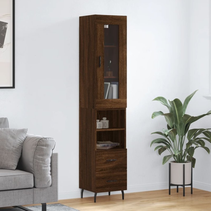 vidaXL Aparador alto madera contrachapada roble marrón 34,5x34x180 cm vidaXL Aparador alto madera contrachapada roble marrón 34,5x34x180 cm
