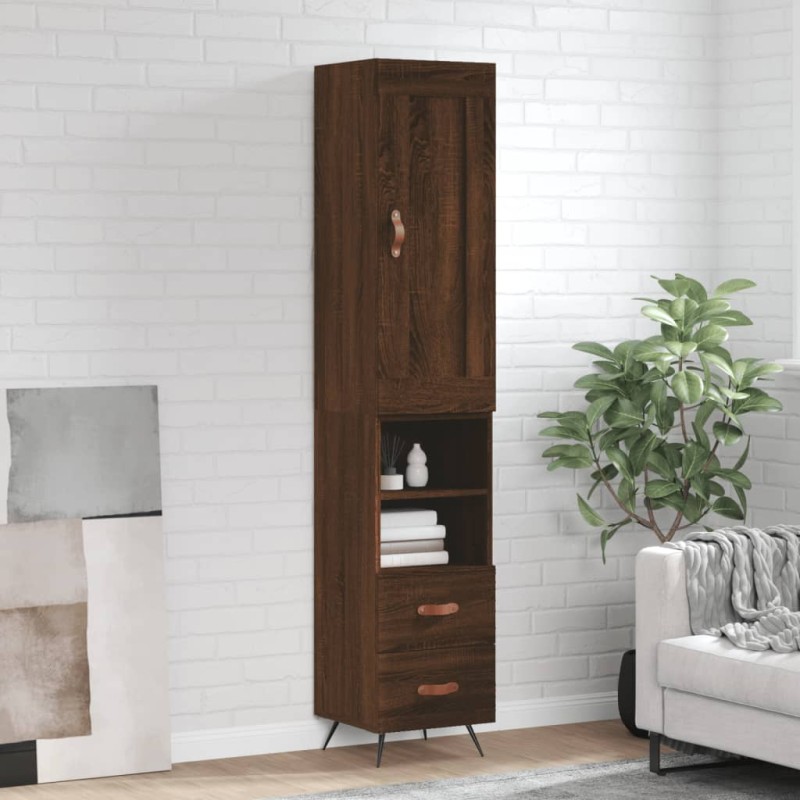 vidaXL Aparador alto madera contrachapada roble marrón 34,5x34x180 cm vidaXL Aparador alto madera contrachapada roble marrón 34,5x34x180 cm
