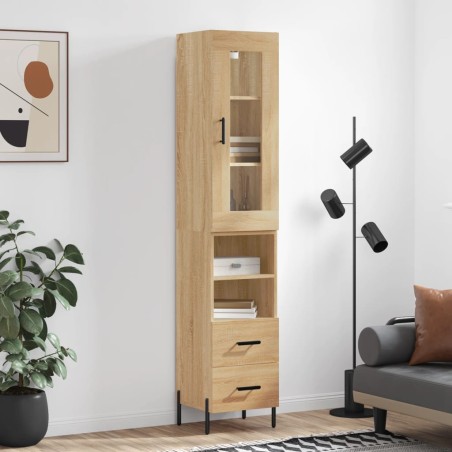 vidaXL Aparador de madera contrachapada roble Sonoma 34,5x34x180 cm
